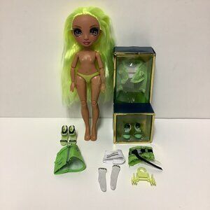 Rainbow High Karma Nichols Green Fashion Doll Lot Clothes Shoes Doll Hanger MGA